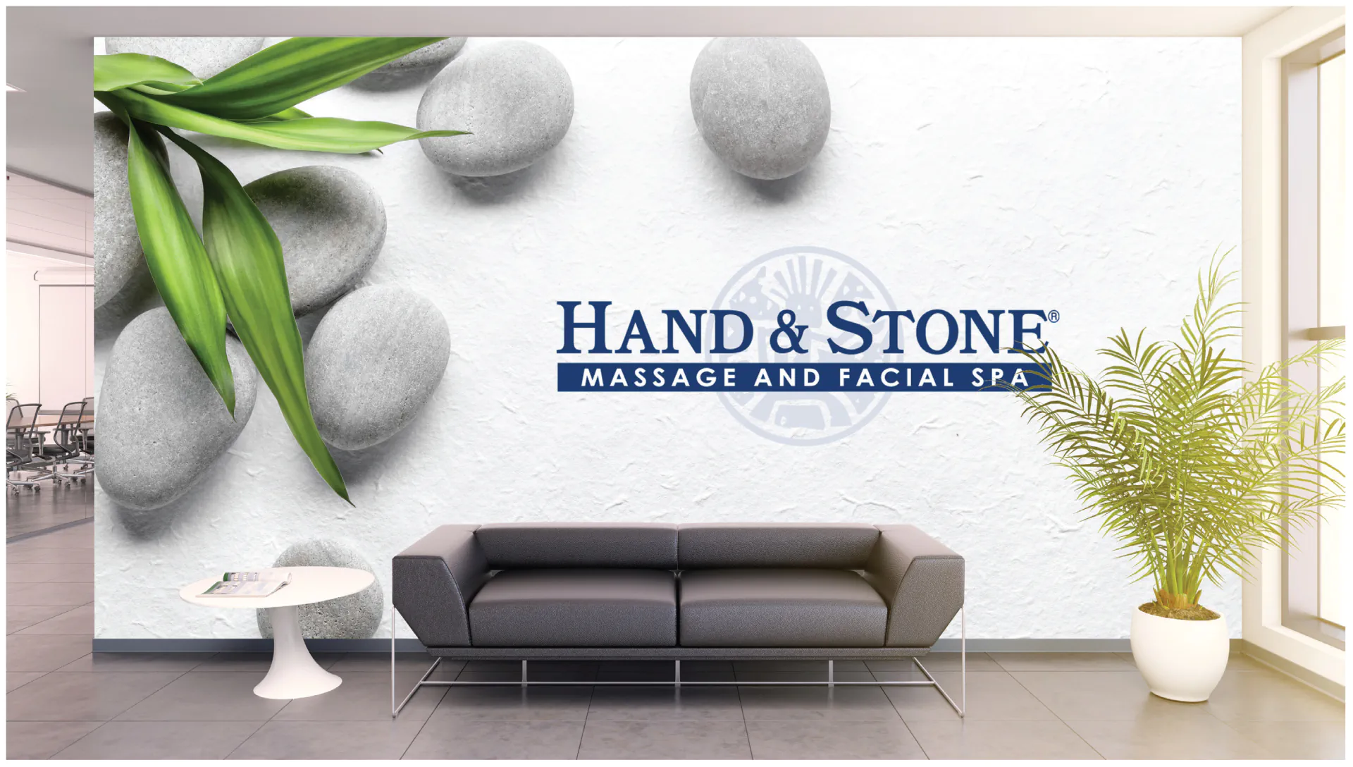 Hand and Stone branded vinyl graphics