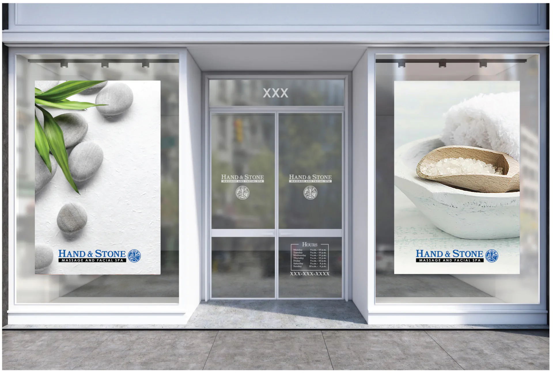 Hand and Stone custom vinyl installation