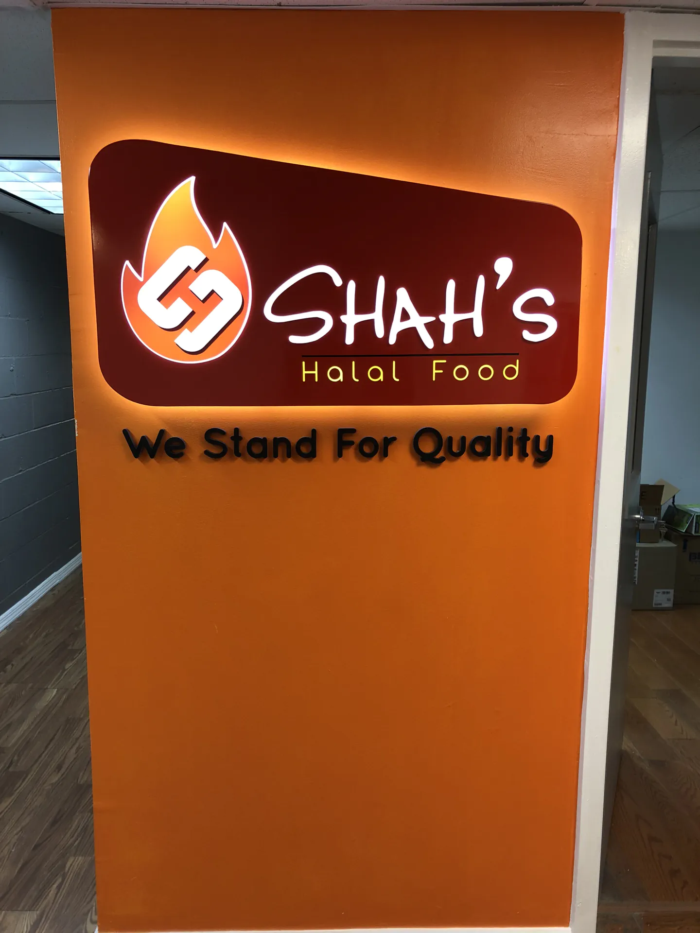 Shah's Halal Food branded interior