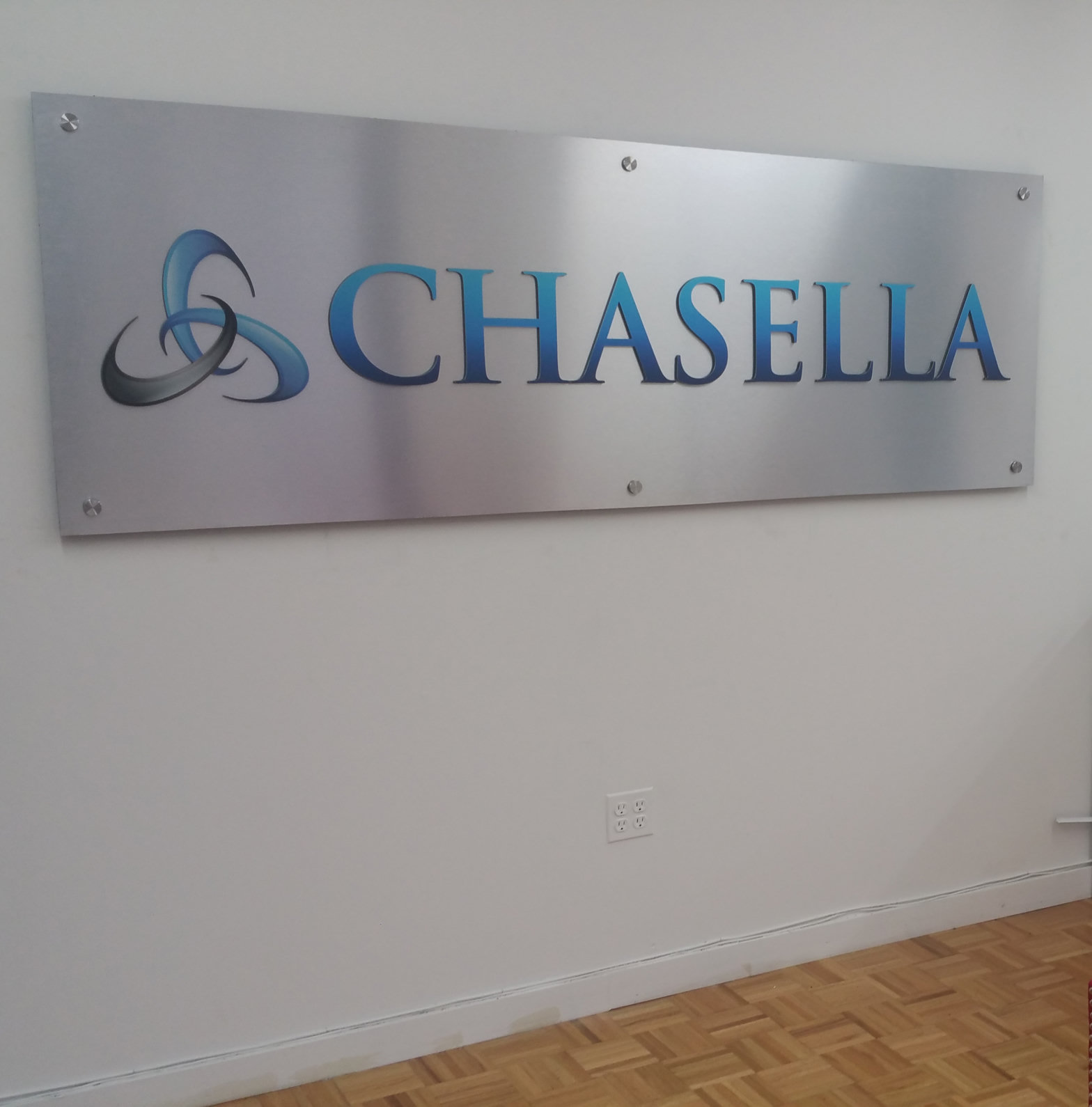 Chasella acrylic lobby sign with dimensional lettering