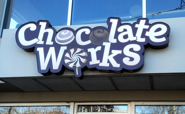Chocolate Works exterior channel letter sign