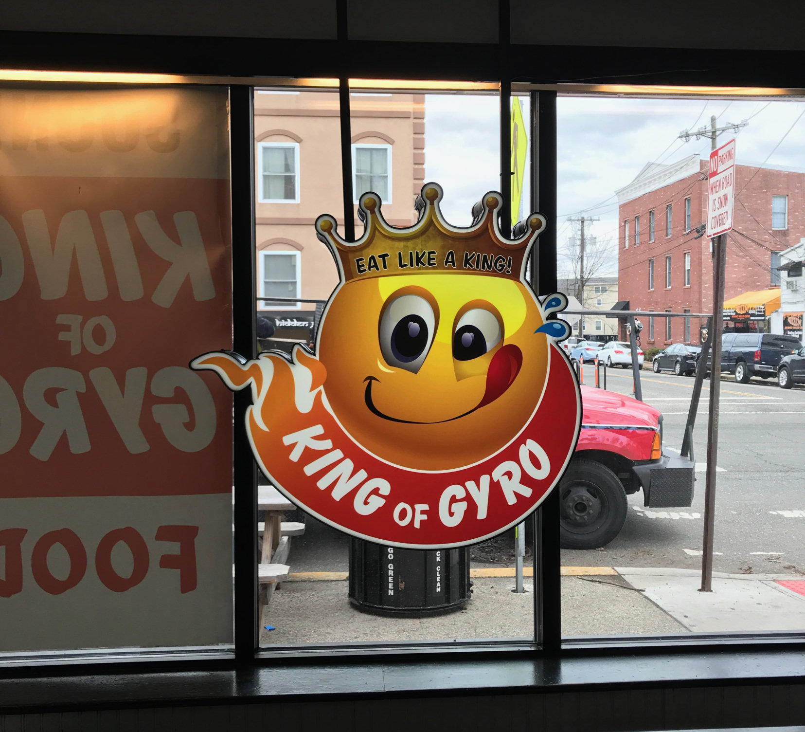 King of Gyro custom interior window sign