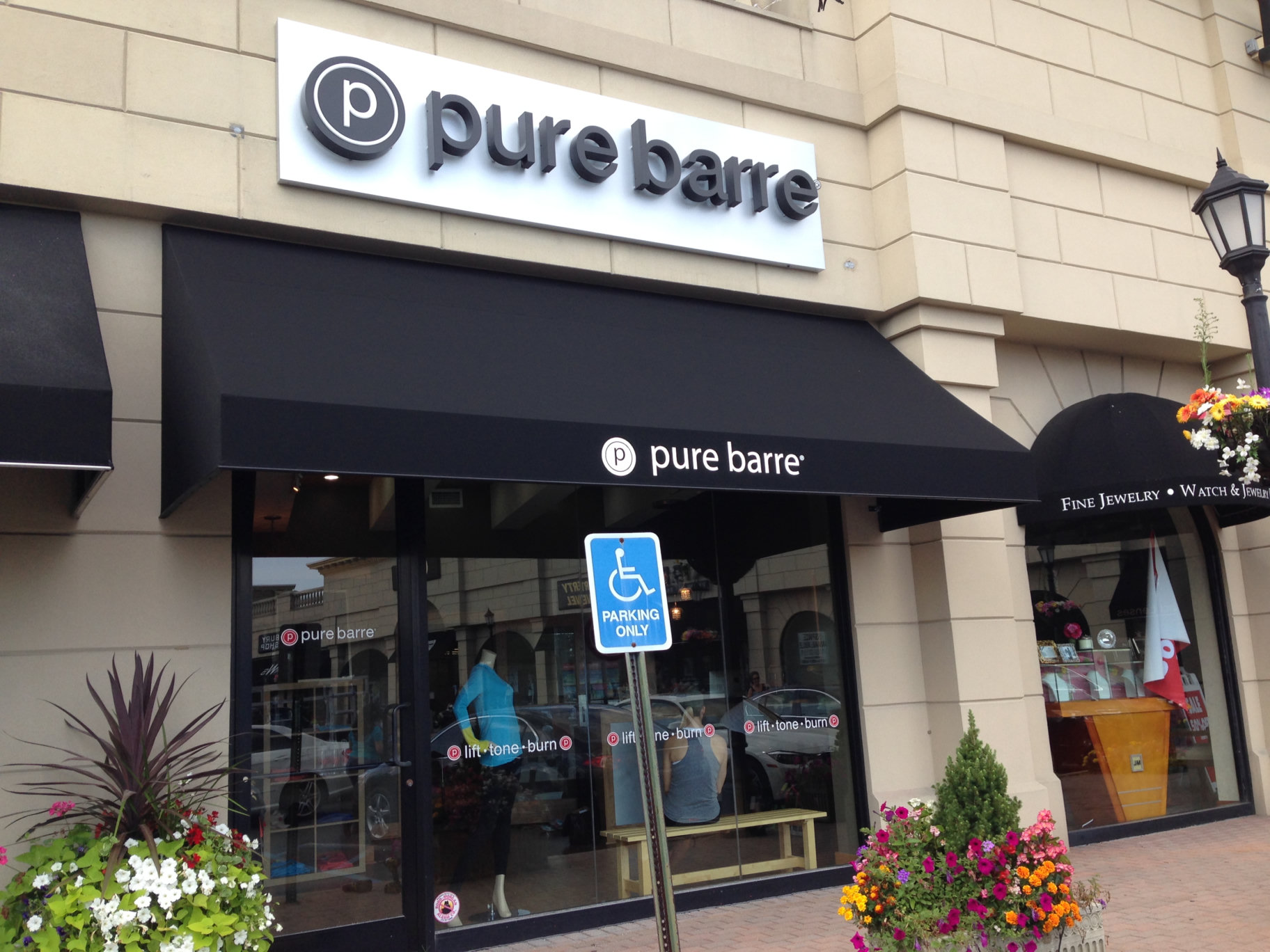 Pure Barre storefront sign and awning
